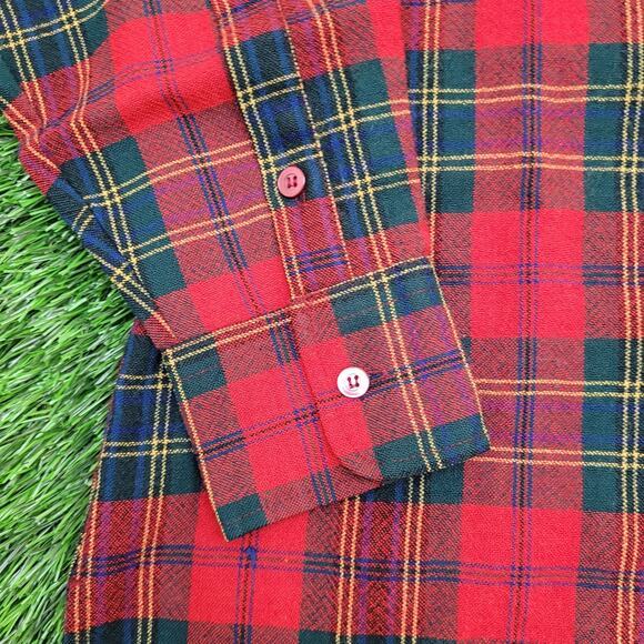 Adams-Row Country Wool Plaid Button Shirt Medium 21x28 Baggy Flannel - Picture 12 of 15